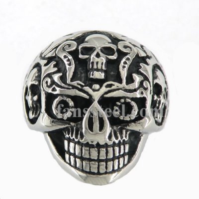 FSR10W59 skull inlay head skull biker Ring