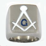 FSR10W42W Blue G square and ruler masonic ring