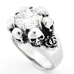FSR10W05 Skulls rose stone ring