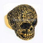 FSR11W24 Gold plating tribal flower skull Ring 