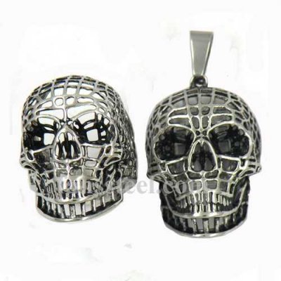 FST00W13 hollow net grid skull Ring Pendant sets