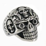 FSR10W59 skull inlay head skull biker Ring 