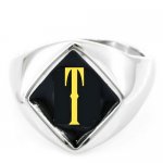T02 custom made single letters initials enamel name ring