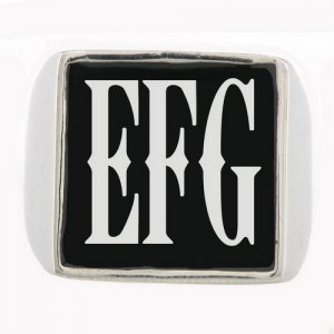 EFG custom made Single letter initials enamel name ring