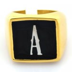 A01 custom made single letters initials enamel name ring