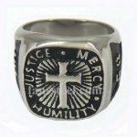 FSR11W13 justice mercy humility bible cross ring