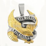 FSP15W43G live to ride gold eagle pendant