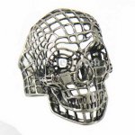 FSR11W05 hollow net grid skull biker ring