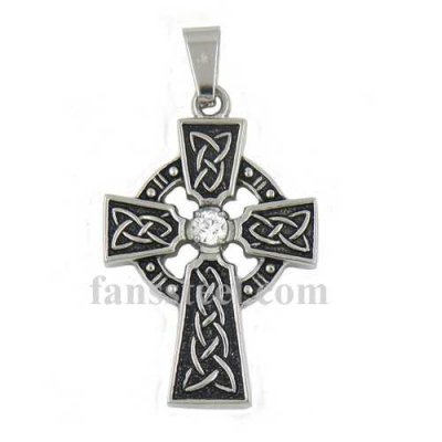 FSP14W85 knot celtic cross pendant with cz