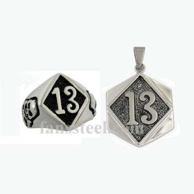 FST00W19 number THIRTEEN gothic biker ring pendant sets