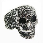 FSR10W52 flower skull biker Ring 