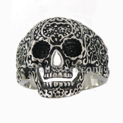 FSR10W52 flower skull biker Ring