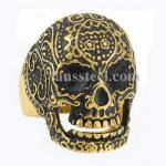 FSR11W24 Gold plating tribal flower skull Ring 