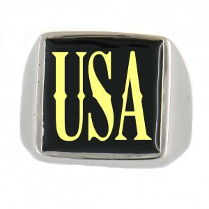 USA custom made Single letter initials enamel name ring