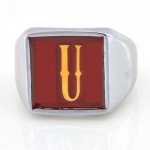 U custom made Single letter initials enamel name ring