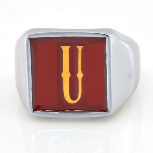 U custom made Single letter initials enamel name ring