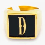 D custom made Single letter initials enamel name ring