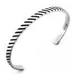 FSB00W77 Stainless steel jewelry oblique line slash bangle
