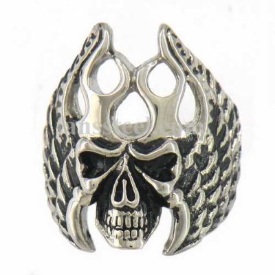 FSR09W12 Flame wing skull Biker ring