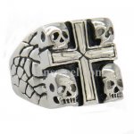 FSR02W75 Stone-style 4 Skulls Cross Signet Ring 