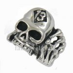 FSR11W75 hollow bony ribs 13 skull biker ring