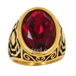 FSR13W36 wemen flower ring with red stone ring