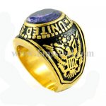 FSR10W26 military ring United states Army American eagle spirit ring violet stone CZ