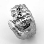 FSR07W22 Cross Skull Evil Fist Hands  Ring