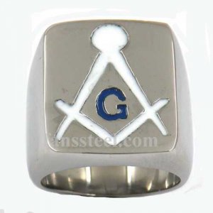 FSR10W42W Blue G square and ruler masonic ring