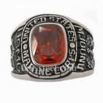 FSR07W90R Marine military ring with red CZ