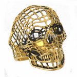 FSR11W05G hollow net grid  skull biker ring 