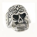 FSR08W84 swirl flower skull biker ring 