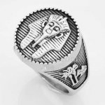 FSR14W32 palm tree indian chief head ring