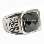 FSR10W95B Greek key with black CZ ring 