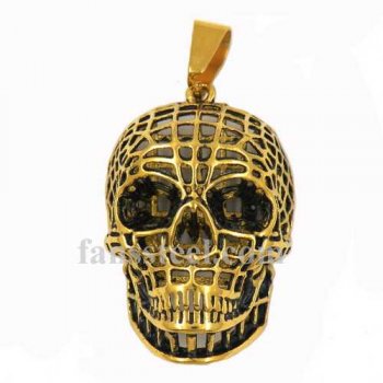 FSP17W15G hollow net grid skull biker Pendant