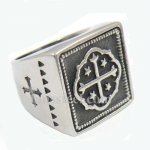 FSR13W66 Square flower cross temlpar knight ring