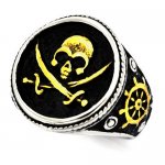 FSR20W59G Cross sord skull captain pirate ring