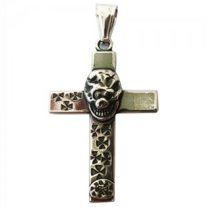 FSP18W48 Cross Skull Pendant