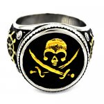 FSR20W59G Cross sord skull captain pirate ring