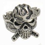 FSR11W78 cross spanner wrench flame skull ring