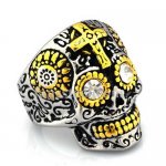 FSR13W15GW gear eye technical sunflower skull  ring