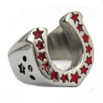 FSR07W65R  Star Lucky Horseshoe  Ring