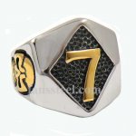 FSR12W48G diamond number seven skull biker ring