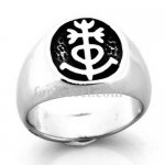 FSR20W21 tribal flower cross oval Ring 