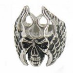 FSR09W12 Flame wing skull Biker ring
