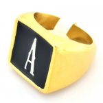 A01 custom made single letters initials enamel name ring