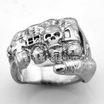 FSR07W22 Cross Skull Evil Fist Hands  Ring