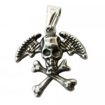 FSP18W86  Cross Bone Wings Skull Pendant