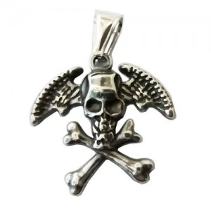 FSP18W86 Cross Bone Wings Skull Pendant