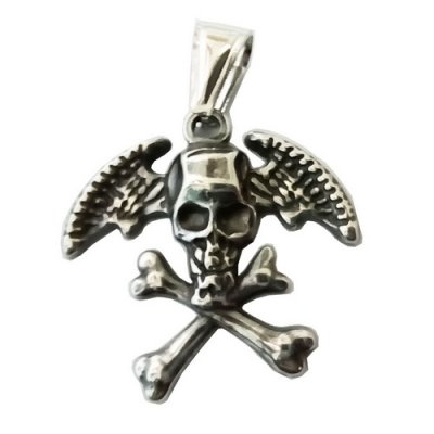 FSP18W86 Cross Bone Wings Skull Pendant